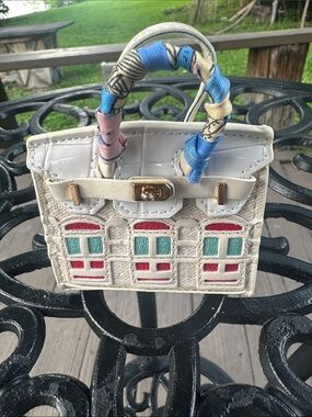 Chic Cream Mini Top-Handle Bag with Color Block Details